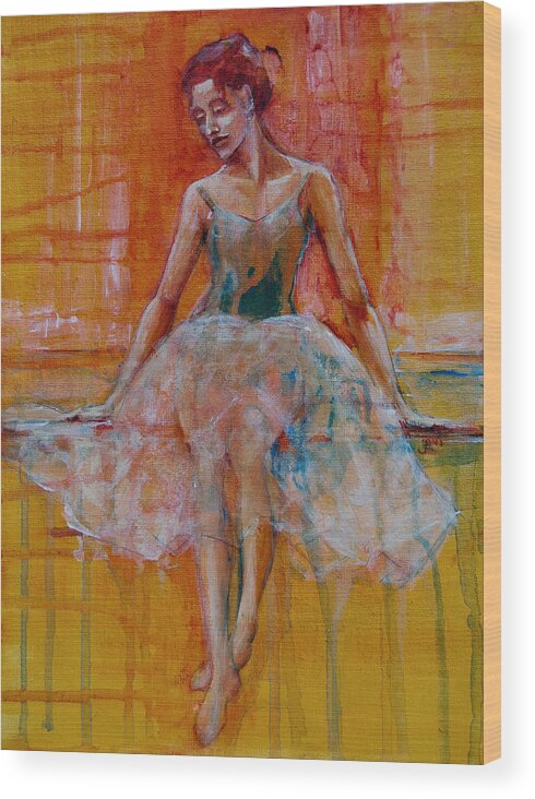Ballarinas Wood Print featuring the painting Ballerina In Repose by Jani Freimann