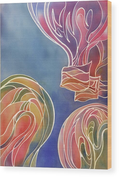 Watercolor Wood Print featuring the painting Balloons III by Johanna Axelrod