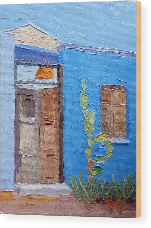 Southwest Portal Wood Print featuring the painting Barrio Gateway by Susan Woodward