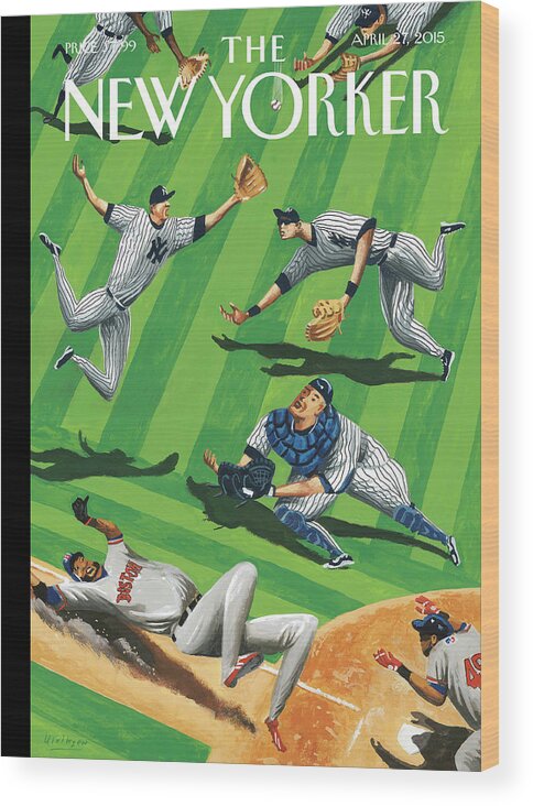 Yankees Wood Print featuring the painting Baseball Ballet by Mark Ulriksen