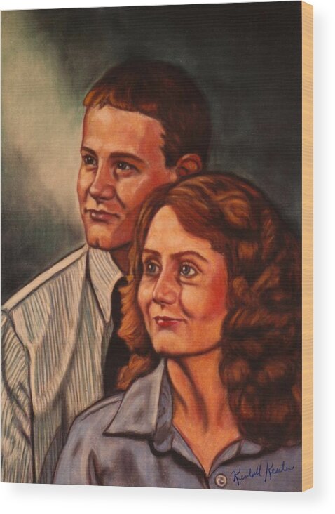 Portrait Wood Print featuring the painting Becky and Ron Yearout by Kendall Kessler