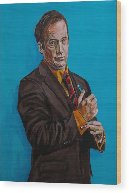 Portrait Wood Print featuring the painting Better Call Saul by Joel Tesch