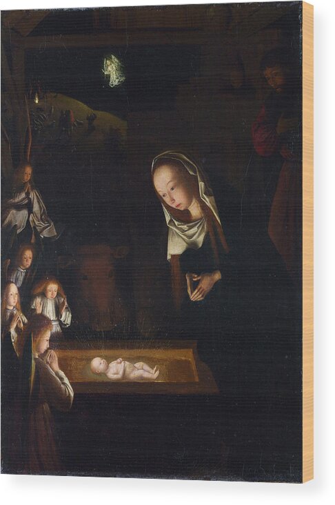 Geertgen Tot Sint Jans Wood Print featuring the painting Birth of Jesus by Geertgen tot Sint Jans