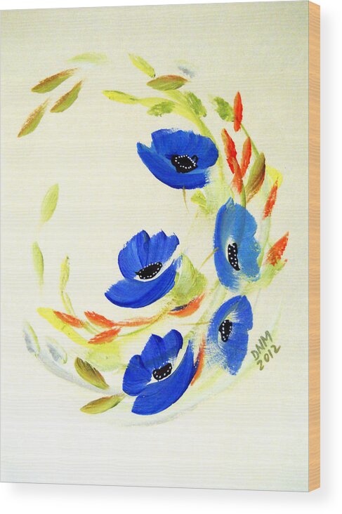 Flower Wood Print featuring the painting Blue Dance by Dorothy Maier