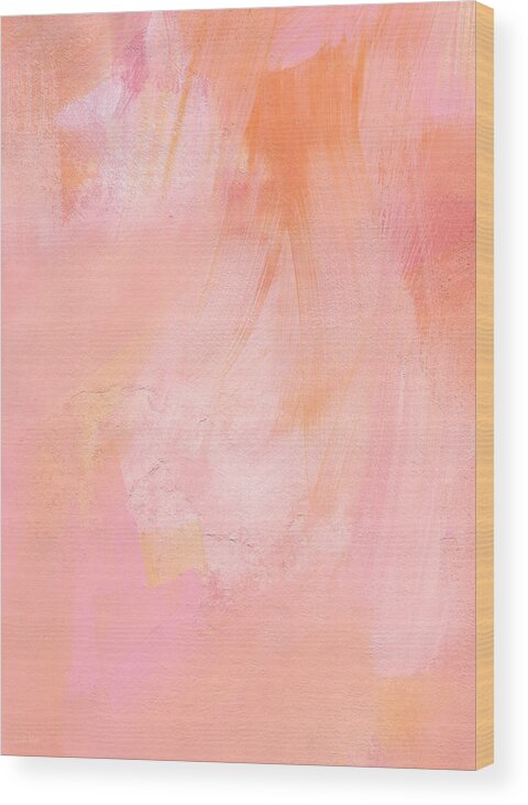Pink Abstract Rose Abstract Orange Abstract Pink And White Texture Contemporary Love Feminine Romance Shabby Chic Abstract Blush Brush Strokes Painting Bedroom Art Kitchen Art Living Room Art Gallery Wall Art Art For Interior Designers Hospitality Art Set Design Wedding Gift Art By Linda Woods Iphone 6 Corporate Art Wood Print featuring the painting Blush- abstract painting in pinks by Linda Woods
