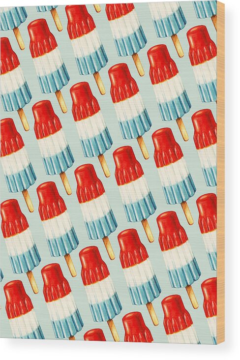 Popsicle Wood Print featuring the painting Bomb Pop Pattern by Kelly Gilleran