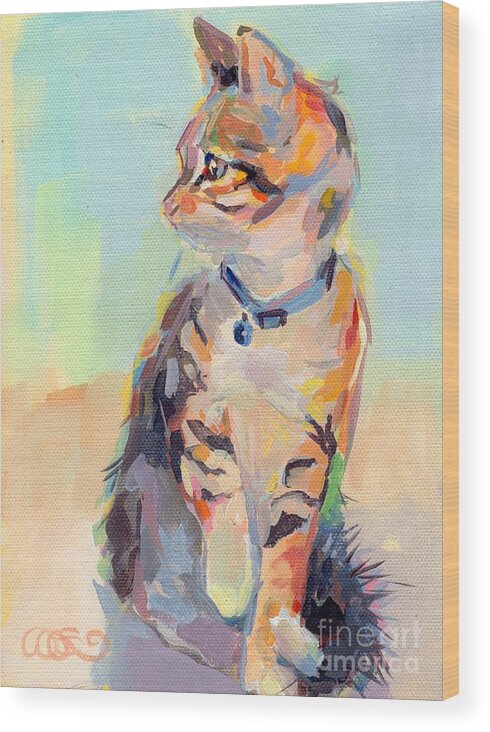 Kitten Wood Print featuring the painting Boo by Kimberly Santini