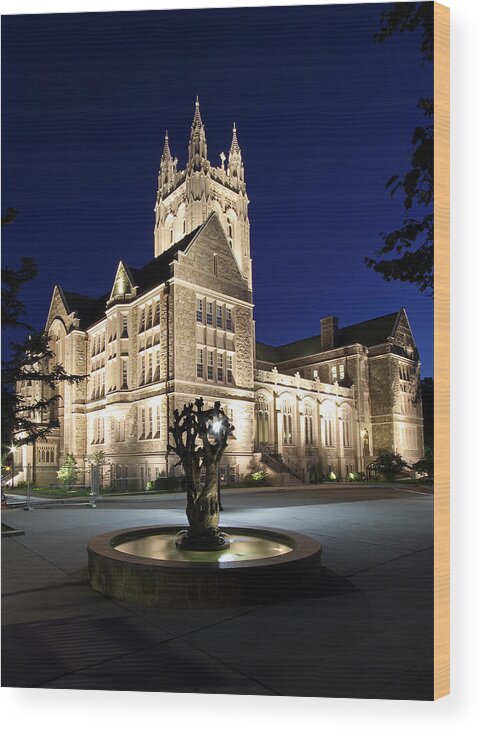 Boston Wood Print featuring the photograph Boston College Gasson Hall by Juergen Roth