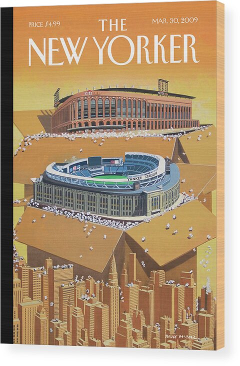 Yankees Wood Print featuring the painting Opening Day by Bruce McCall