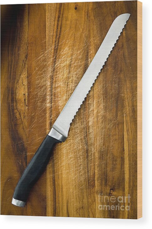 Blade Wood Print featuring the photograph Bread Knife by THP Creative