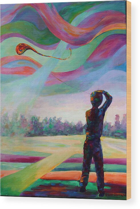 Colorful Wood Print featuring the painting Catching the Wind by Naomi Gerrard Colorful Wood Print featuring the painting Catching the Wind by Naomi Gerrard