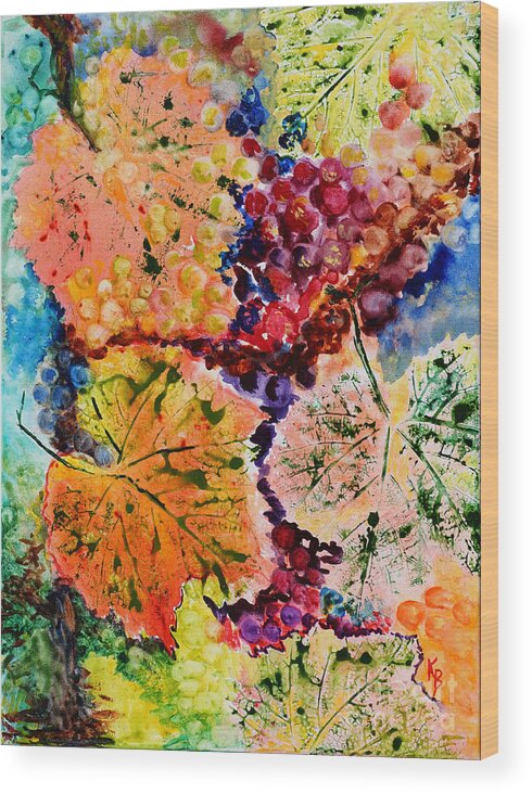 Leaves Wood Print featuring the painting Changing Seasons by Karen Fleschler