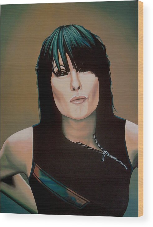 Chrissie Hynde Wood Print featuring the painting Chrissie Hynde Painting by Paul Meijering