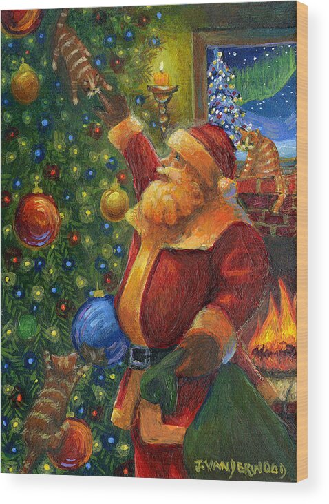 Santa Claus Wood Print featuring the painting Christmas Eve Santa by Jacquelin L Westerman