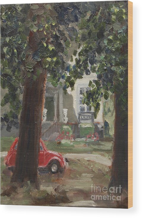 Citroen Wood Print featuring the painting Citroen 2CV and Marialust Apeldoorn by Ernst Dingemans