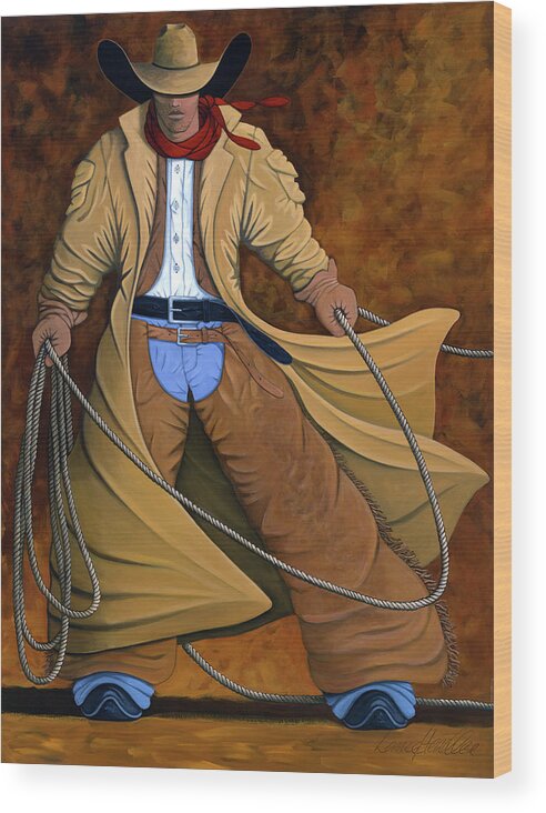 Contemporary Western Wood Print featuring the painting Cody by Lance Headlee