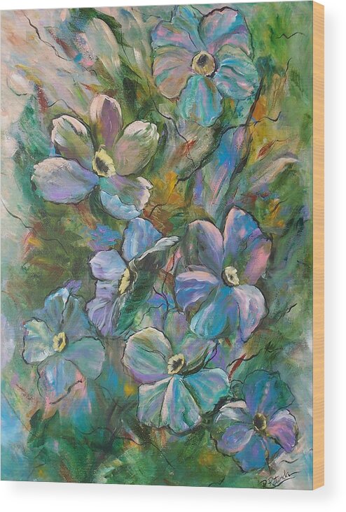 Flowers Wood Print featuring the painting Colorful Floral by Roberta Rotunda