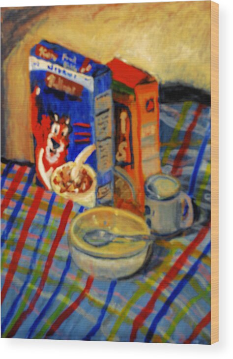 Still Life Wood Print featuring the painting Corn Flakes by Michael Daniels