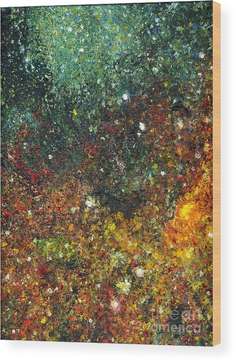 Space Wood Print featuring the painting Cosmic Energy by Myra Maslowsky