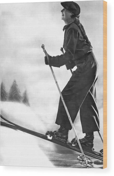 1035-1120 Wood Print featuring the photograph Cross Country Skiing by Underwood Archives