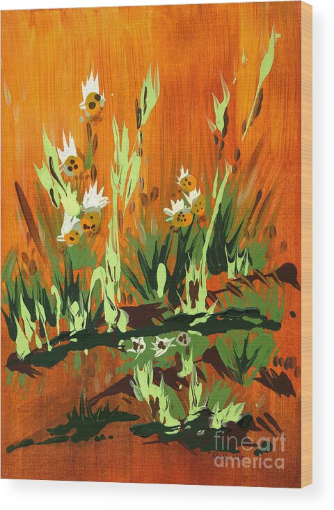Flowers Wood Print featuring the painting Darlinettas by Holly Carmichael