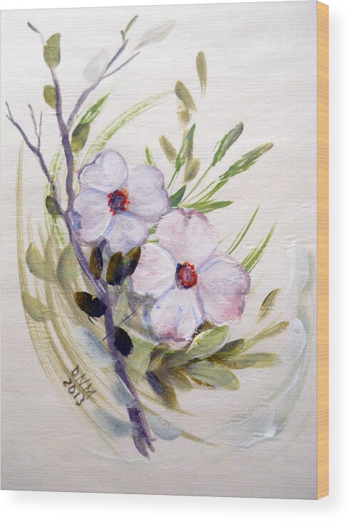 Dogwood Flowers Wood Print featuring the painting Dogwood Blossom Card by Dorothy Maier