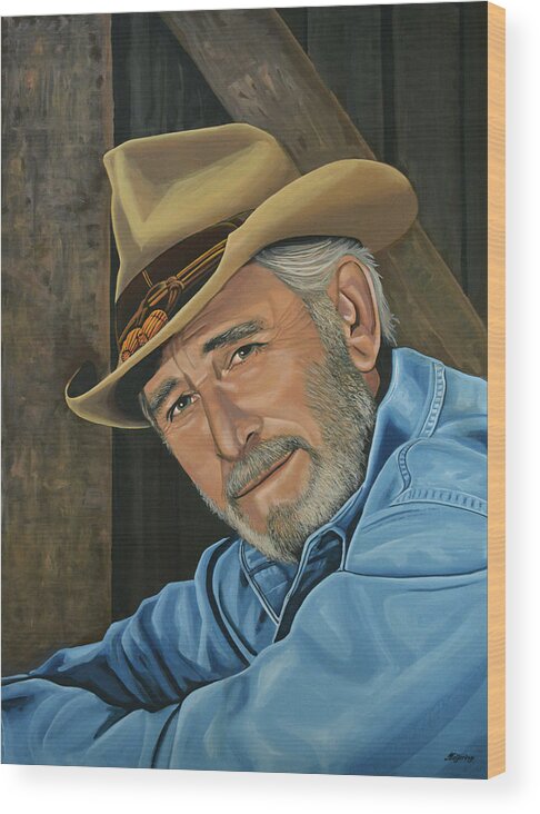 Don Williams Wood Print featuring the painting Don Williams Painting by Paul Meijering