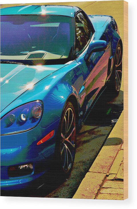 Car Wood Print featuring the photograph Downtown Vette - Modern Muscle by Billy Beck