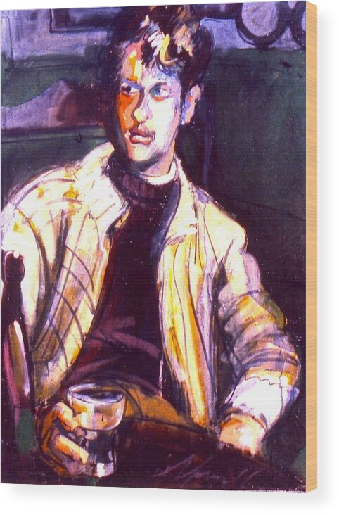 Dylan Wood Print featuring the painting Dylan Thomas by Les Leffingwell