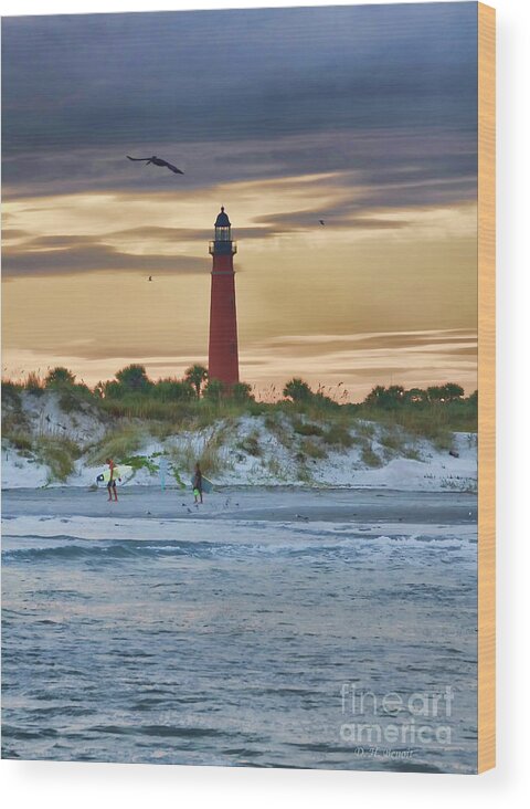 Lighthouse Wood Print featuring the photograph Early Evening Sky by Deborah Benoit