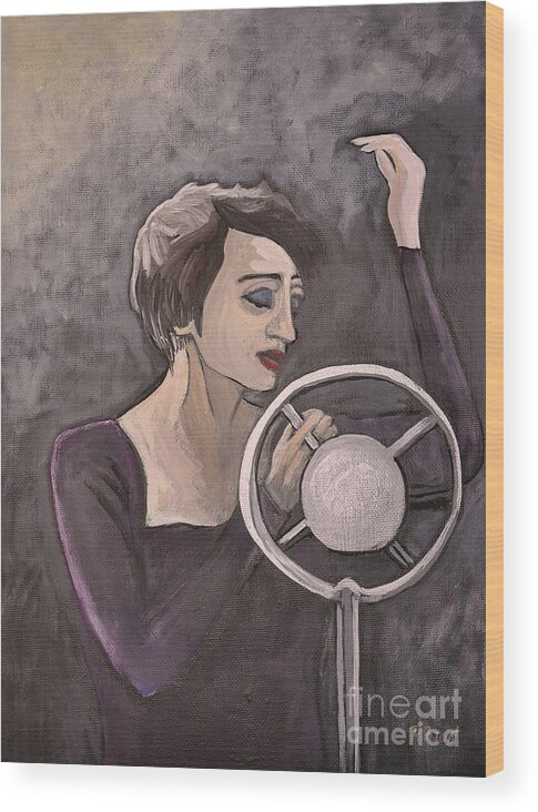 Edith Piaf Wood Print featuring the painting Edith Piaf by Reb Frost
