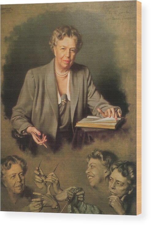 Government Wood Print featuring the painting Eleanor Roosevelt, First Lady by Science Source
