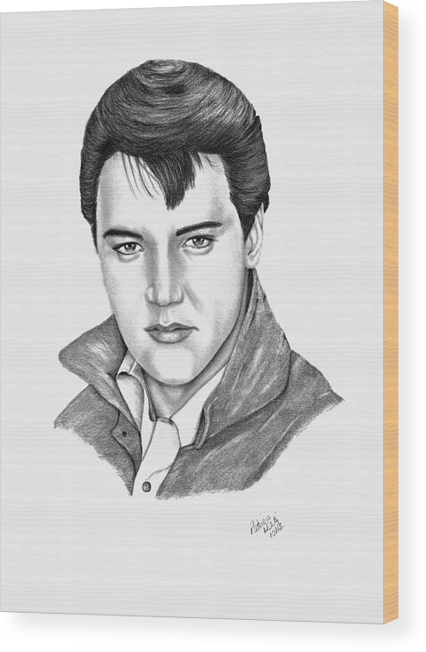 Elvis Wood Print featuring the drawing Elvis Presley by Patricia Hiltz
