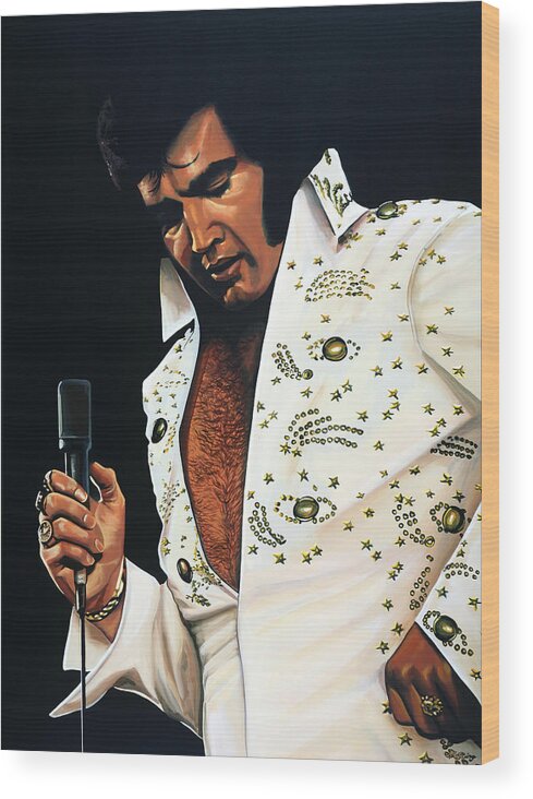 Elvis Wood Print featuring the painting Elvis Presley Painting by Paul Meijering