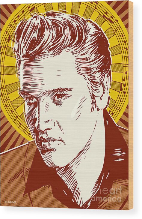 Elvis Presley Wood Print featuring the digital art Elvis Presley Pop Art by Jim Zahniser