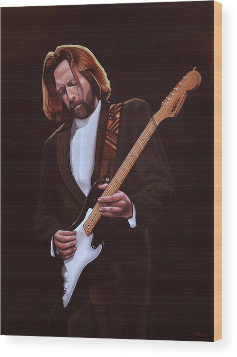 Eric Clapton Wood Print featuring the painting Eric Clapton Painting by Paul Meijering