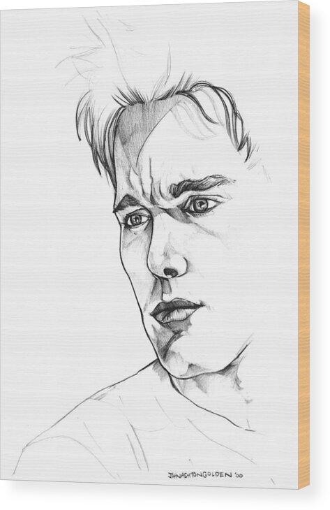 Ethan Hawke Wood Print featuring the drawing Ethan Hawke by John Ashton Golden