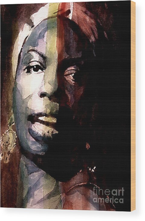 Nina Simone Wood Print featuring the painting Felling Good by Paul Lovering