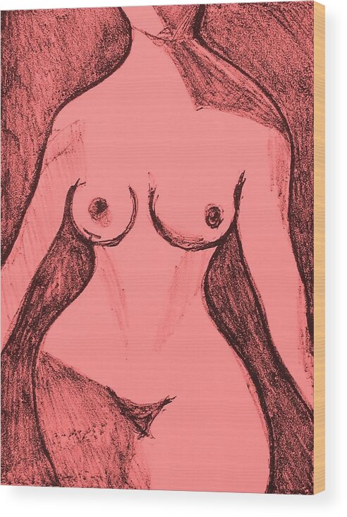 Figure Painting Wood Print featuring the drawing Female Nude Figure by Anita Dale Livaditis