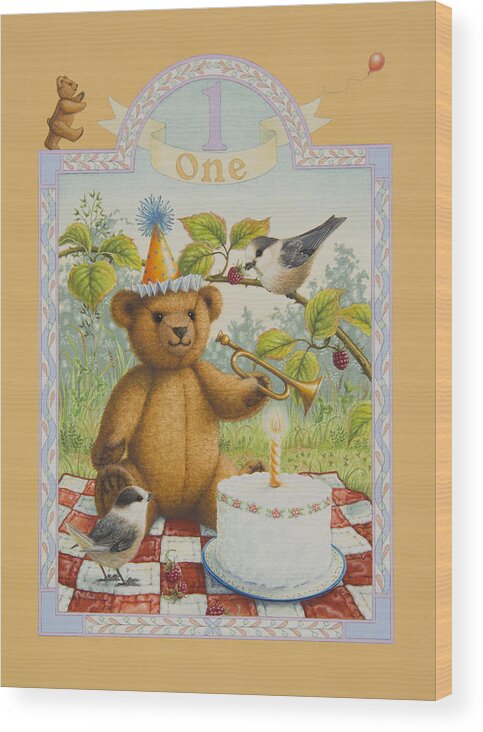 Birthday Wood Print featuring the painting First Birthday by Lynn Bywaters