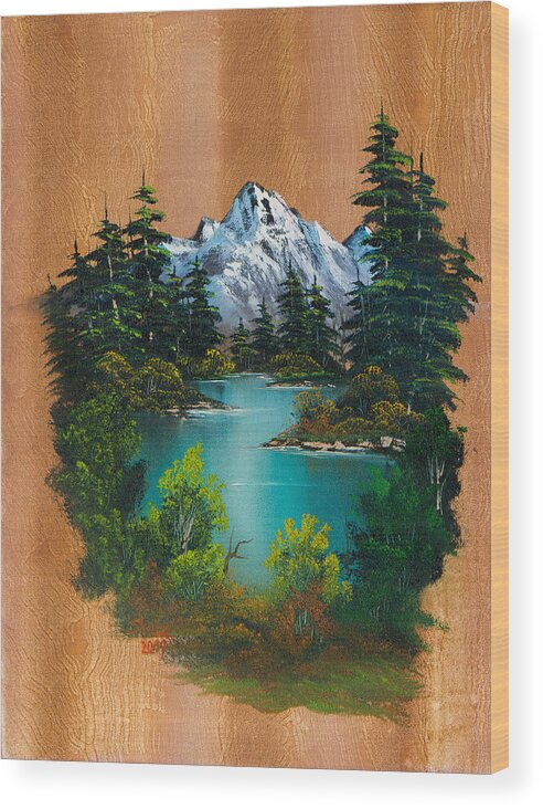 Landscape Wood Print featuring the painting Angler's Fantasy by Chris Steele