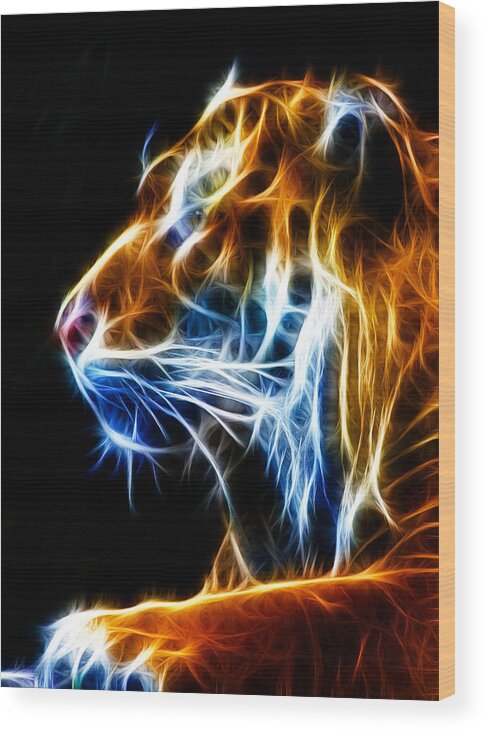 Tiger Wood Print featuring the photograph Flaming Tiger by Shane Bechler