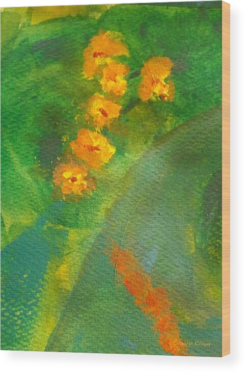 Flowers Wood Print featuring the painting Floating Bouquet by Sherry Killam