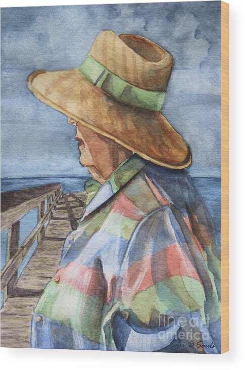 Woman Wood Print featuring the painting Flossie by Sari Sauls