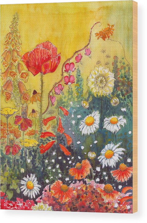 Flower Garden Wood Print featuring the painting Flower Garden by Katherine Miller