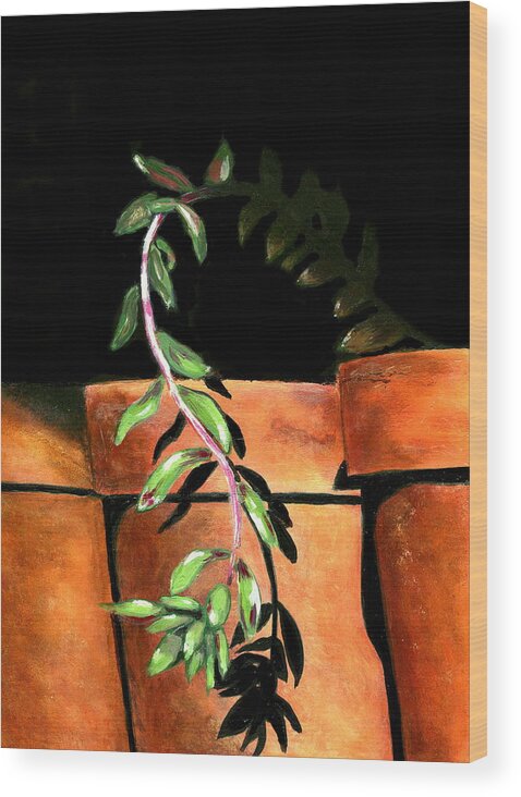 Flower Pots Wood Print featuring the painting Flower Pots by Karyn Robinson