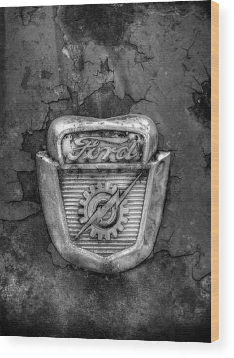 Ford Wood Print featuring the photograph Ford Gear and Lightning in Black and White by Greg and Chrystal Mimbs
