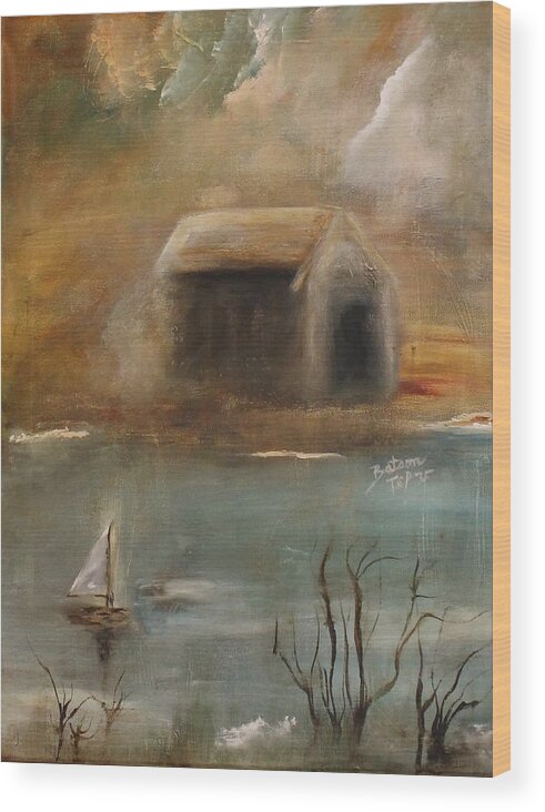 Sailboat Wood Print featuring the painting Forgotten by Barbie Batson