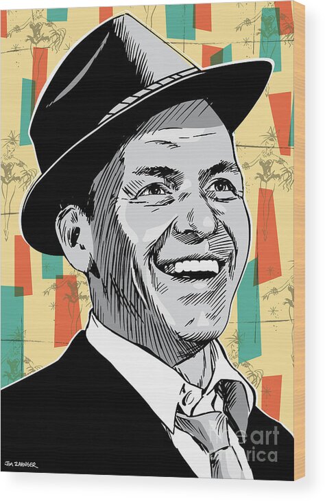 Music Wood Print featuring the digital art Frank Sinatra Pop Art by Jim Zahniser