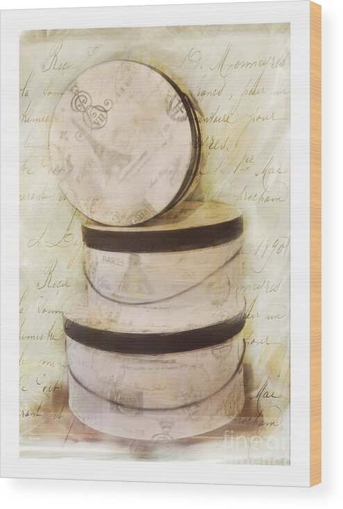Hat Box Digital Art Photograph Wood Print featuring the photograph French Hat Boxes by JBK Photo Art
